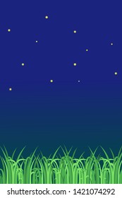 background template design. night sky with a grass