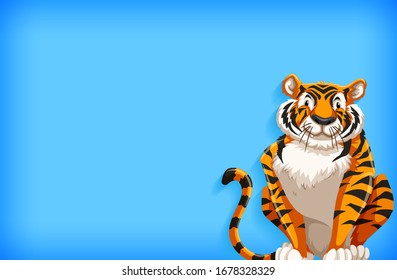 Background template design with plain color and cute tiger illustration