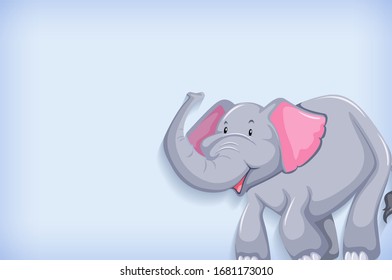 Background template design with plain color and cute elephant illustration