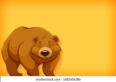 Background template design with plain color and grizzly bear illustration