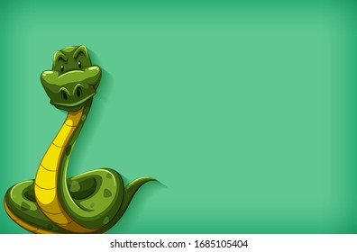 Background template design with plain color and green snake illustration