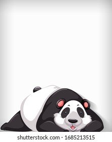 Background template design with plain color and cute panda illustration