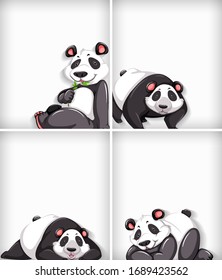Background template design with plain color and cute panda illustration