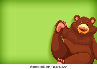 Background template design with plain color and grizzly bear illustration