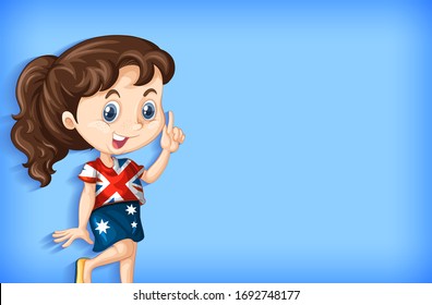 Diseño de plantilla de fondo con pared de color claro e ilustración de niña feliz