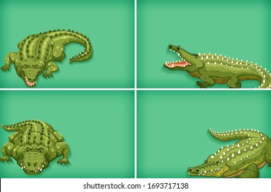 Background template design with plain color and crocodiles illustration