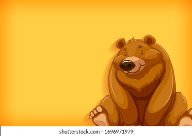 Diseño de plantilla de fondo con color liso e ilustración de oso tierno