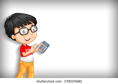 Hintergrund-Template-Design mit einfarbiger Wand und fröhlicher Boy-Illustration
