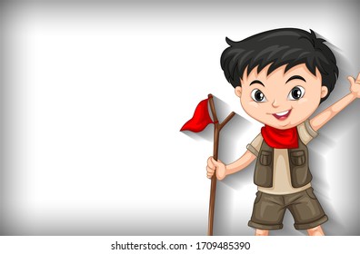 Background template design with plain color and happy boy illustration