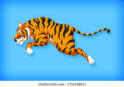 Background template design with plain color and tiger jumping illustration