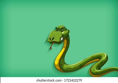 Background template design with plain color and green snake illustration