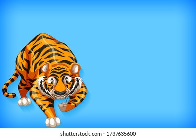 Background template design with plain color and tiger illustration