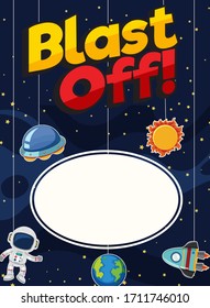 Background template design with planets in the space  illustration