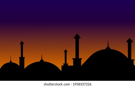 The background template design for ramadan greeting cards on the theme of mosques in the afternoon.