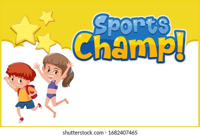Background template design with two happy kids illustration