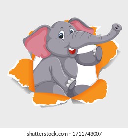 Background template design with wild elephant illustration