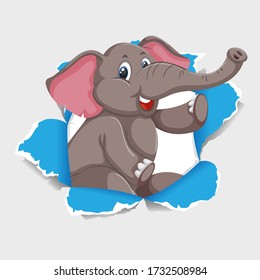 Background template design with wild elephant illustration