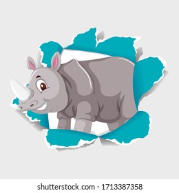 Background template design with wild rhino illustration