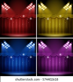 Background template with different color curtains illustration