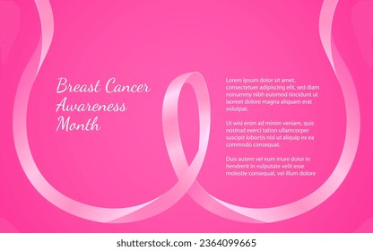 Background template featuring pink ribbons artfully forming the shape of breasts, symbolizing Breast Cancer Awareness Month