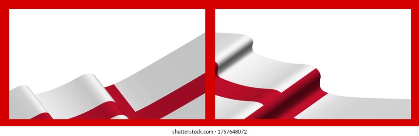 Background, template for festive design. English flag waving in the wind. Realistic vector on red background