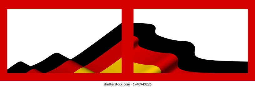 Background, template for festive design. Germany flag waving in the wind. Realistic vector on white background