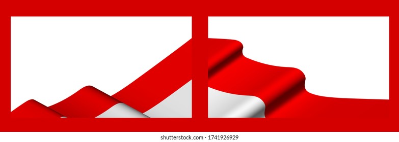 Background, template for festive design. Indonesian flag waving in the wind. Realistic vector on white background