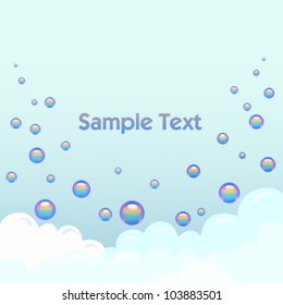 Background template with foam and soap bubbles