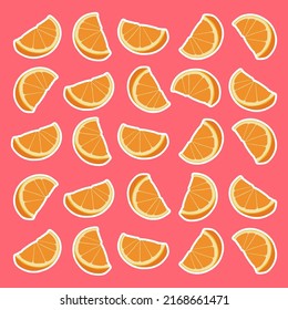 Background template with fresh orange slices. White contour.