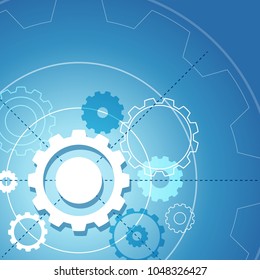 Background template with gears on blue illustration