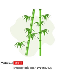 Background template with green bamboo illustration