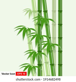 Background template with green bamboo illustration