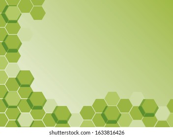 Background template with green hexagons illustration