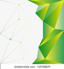 Background template with green and yellow triangles illustration