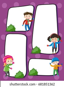 Background template with happy kids illustration