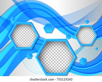 Background template with hexagon shapes in blue illustration