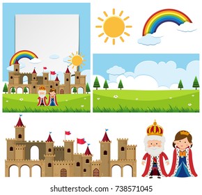 Plantilla de fondo con ilustración de rey y reina