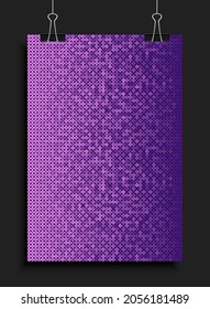 Background template made purple sequins, glitters, sparkles, paillettes. Vector luxury poster with sparkling sequins, glitter gradient dots. Background bright circle mosaic for festive holiday disco