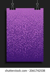 Background template made purple sequins, glitters, sparkles, paillettes. Vector luxury poster with sparkling sequins, glitter gradient dots. Background bright circle mosaic for festive holiday disco