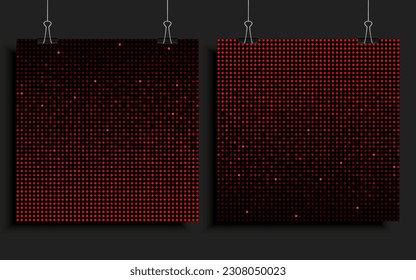 Background template made red sequins, glitters, sparkles and paillettes. Vector luxury poster with sparkling sequins, glitter gradient dots. Background bright circle mosaic for festive disco