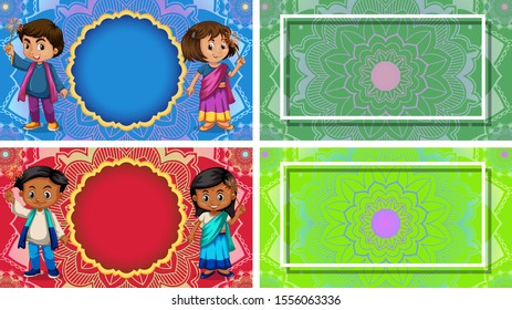 Background template with mandala designs illustration