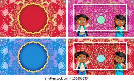 Background template with mandala designs illustration