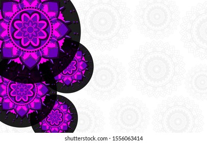 Plantilla de fondo con ilustración de diseños de mandala