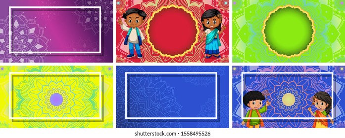 Background template with mandala designs illustration