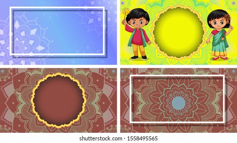 Plantilla de fondo con ilustración de diseños de mandala