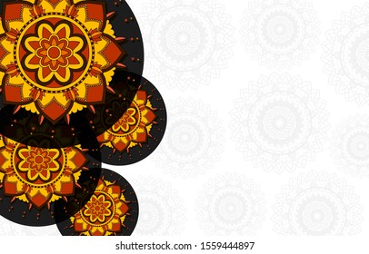 Plantilla de fondo con ilustración de diseños de mandala