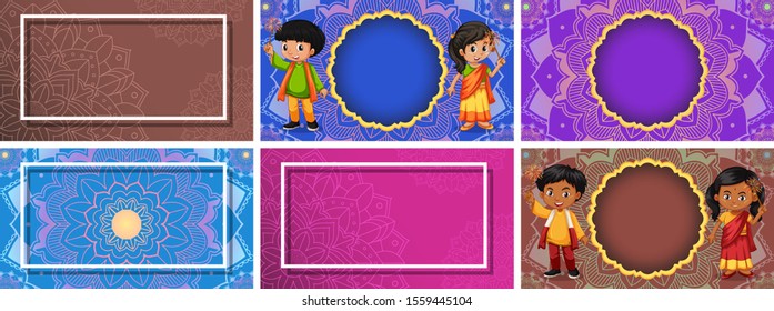 Background template with mandala designs illustration