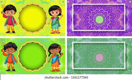 Plantilla de fondo con ilustración de diseños de mandala