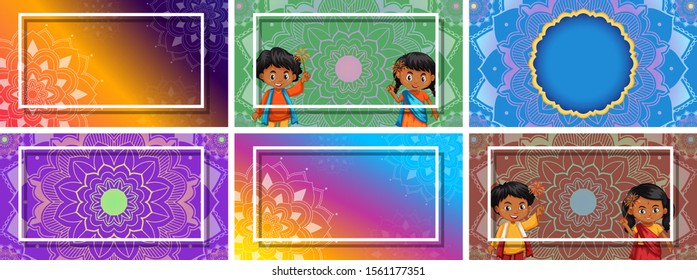 Background template with mandala designs illustration
