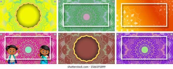 Plantilla de fondo con ilustración de diseños de mandala